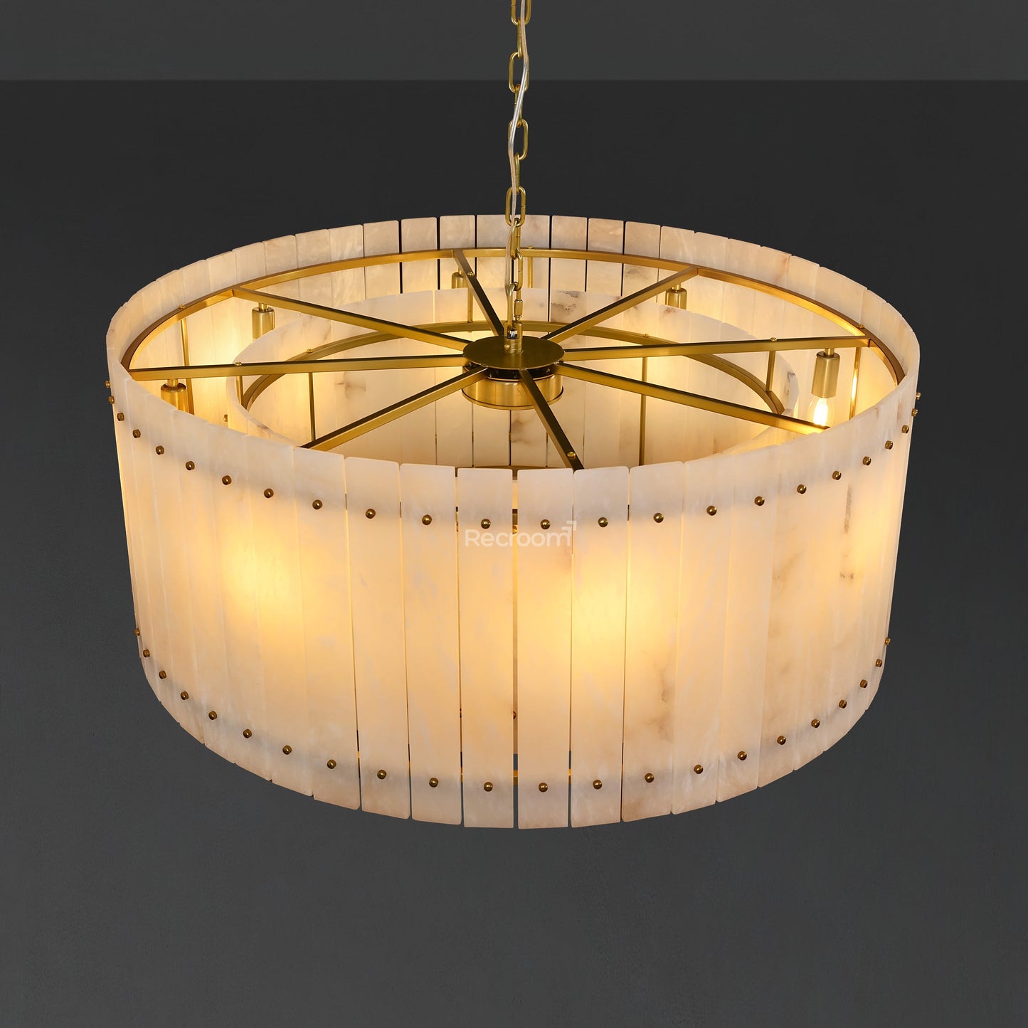 San Marconer Alabaster Round Chandelier 37‘’