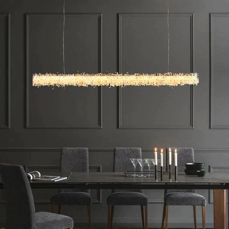 Cervine Rock Crystal Linear Chandelier