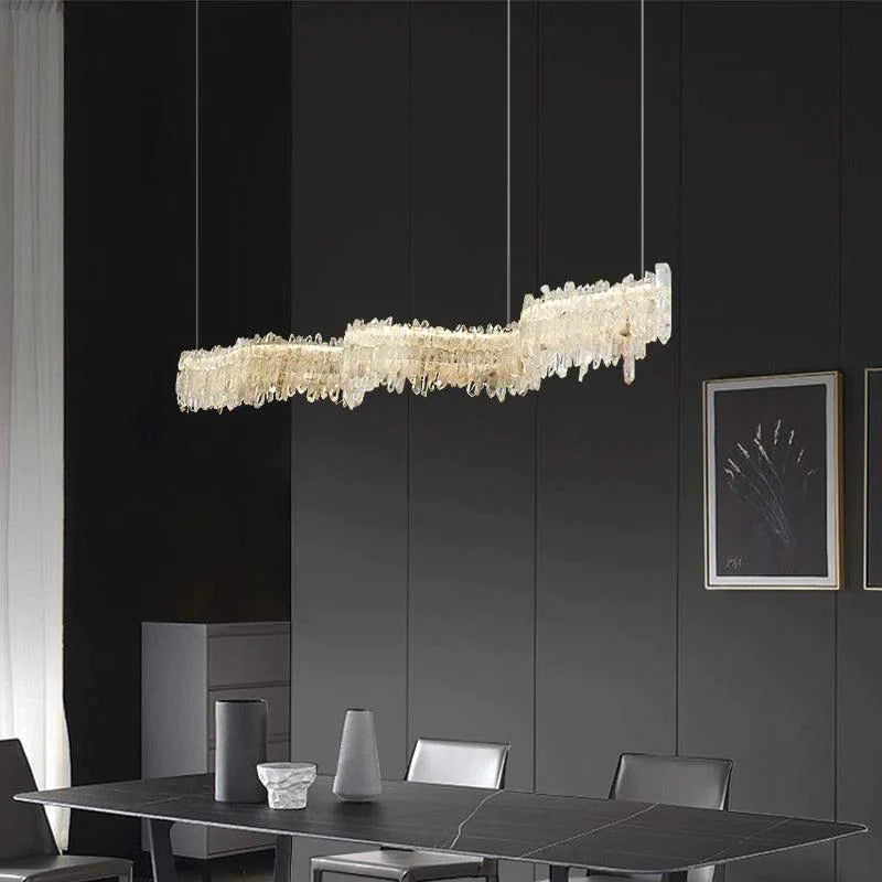 Cervine Rock Crystal Linear Chandelier