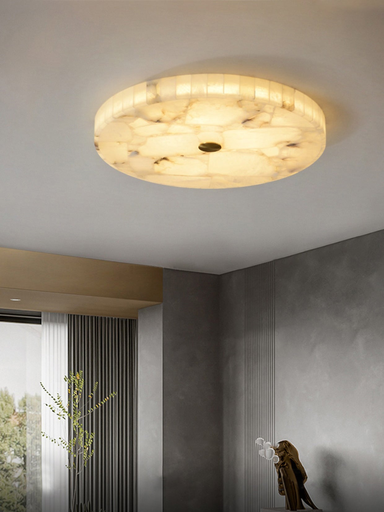 Round Mosaic Alabaster Ceiling Lamp