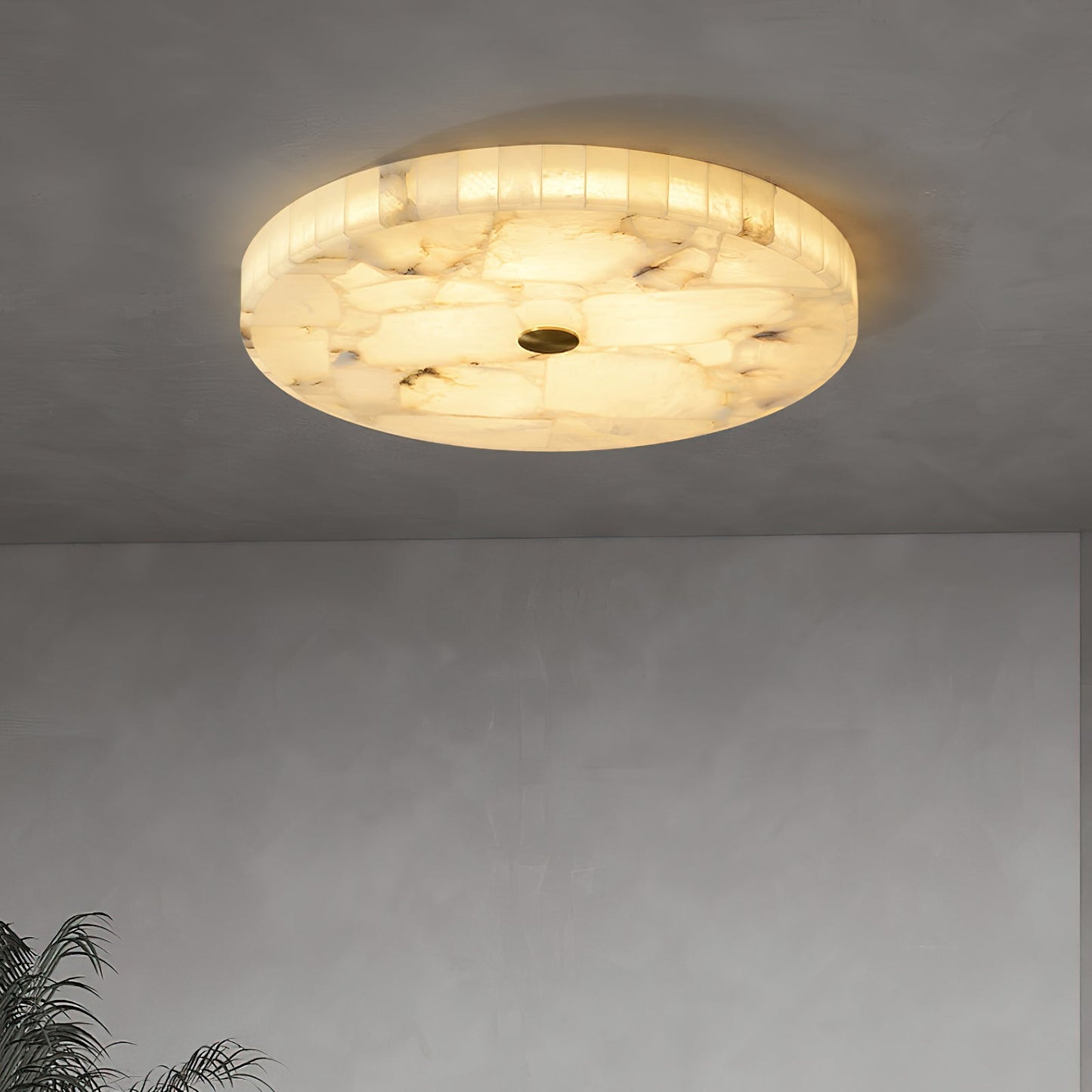Round Mosaic Alabaster Ceiling Lamp