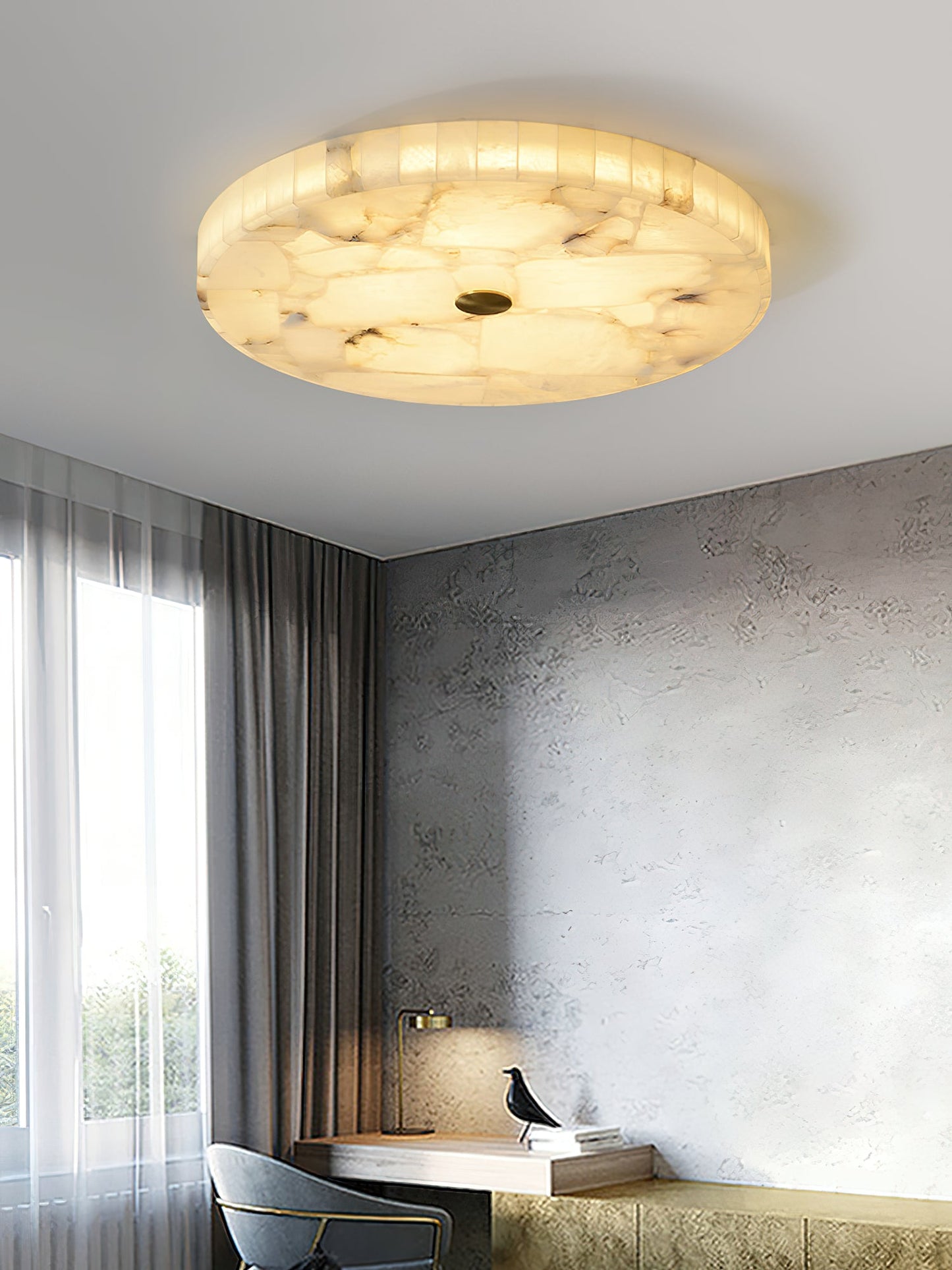 Round Mosaic Alabaster Ceiling Lamp