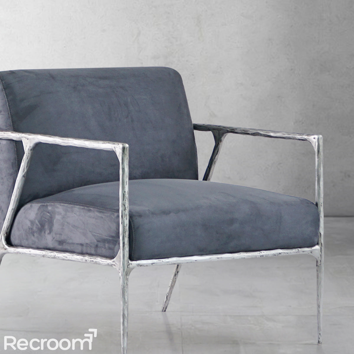 Thaddeo Retro Silver Iron Frame Track Armchair