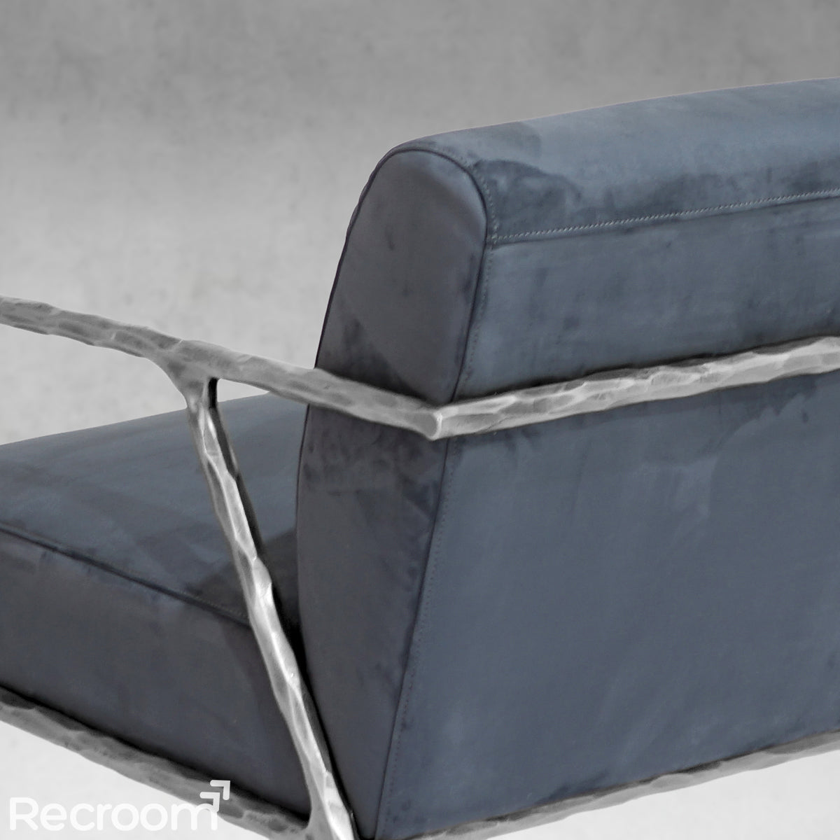 Thaddeo Retro Silver Iron Frame Track Armchair