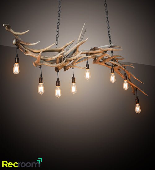 69" Long Antlers Elk 8 Light Oblong Chandelier
