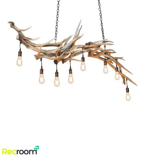69" Long Antlers Elk 8 Light Oblong Chandelier