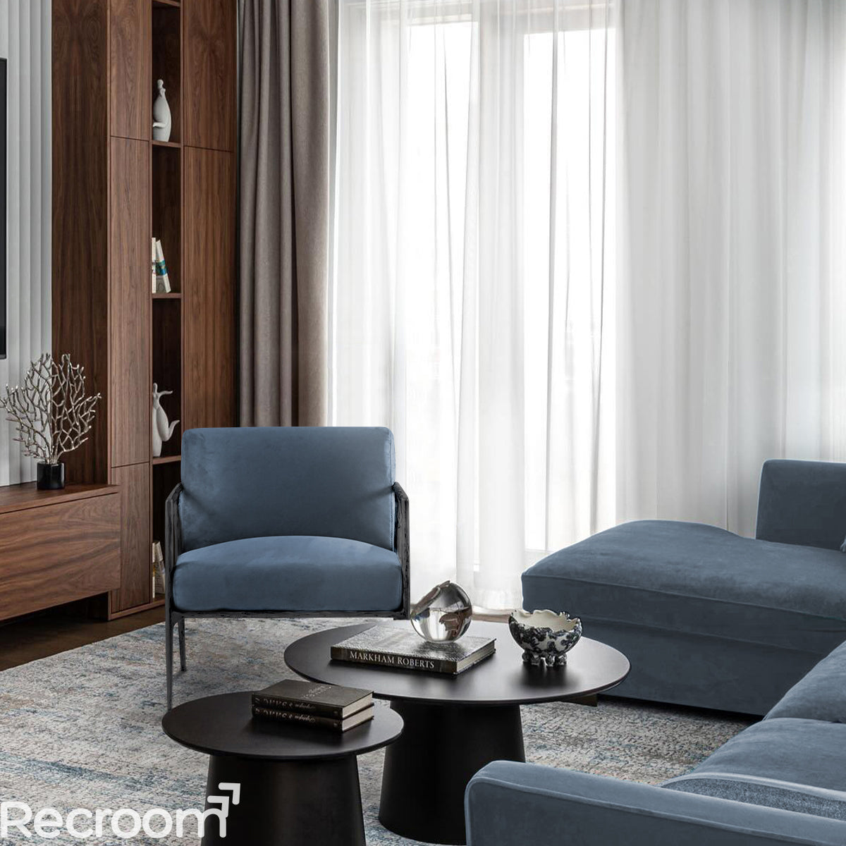 Thaddeo Retro Silver Iron Frame Track Armchair