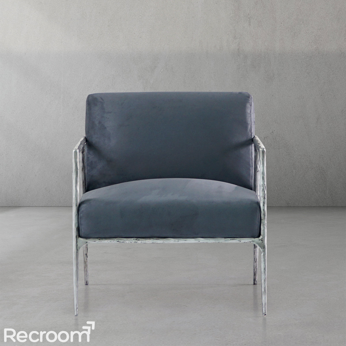 Thaddeo Retro Silver Iron Frame Track Armchair