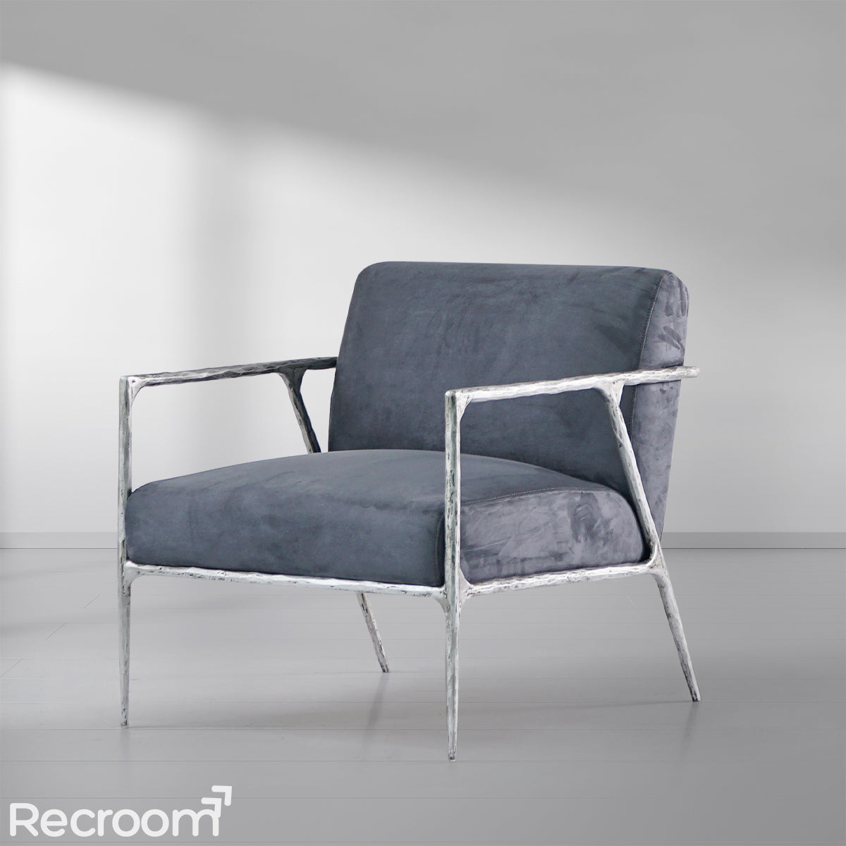 Thaddeo Retro Silver Iron Frame Track Armchair