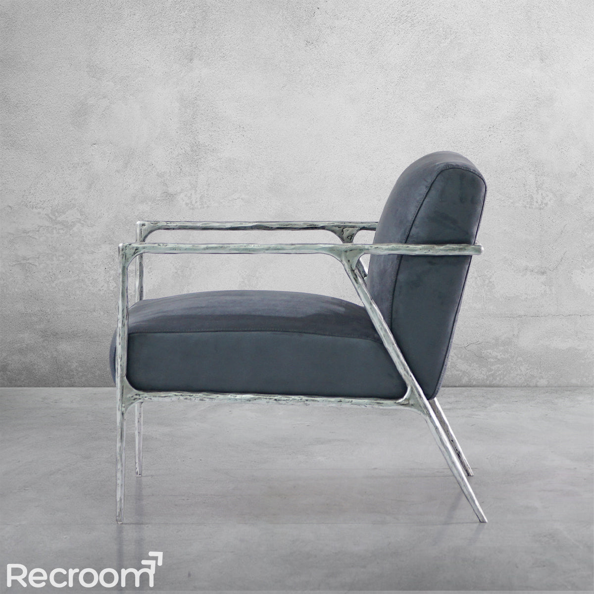 Thaddeo Retro Silver Iron Frame Track Armchair