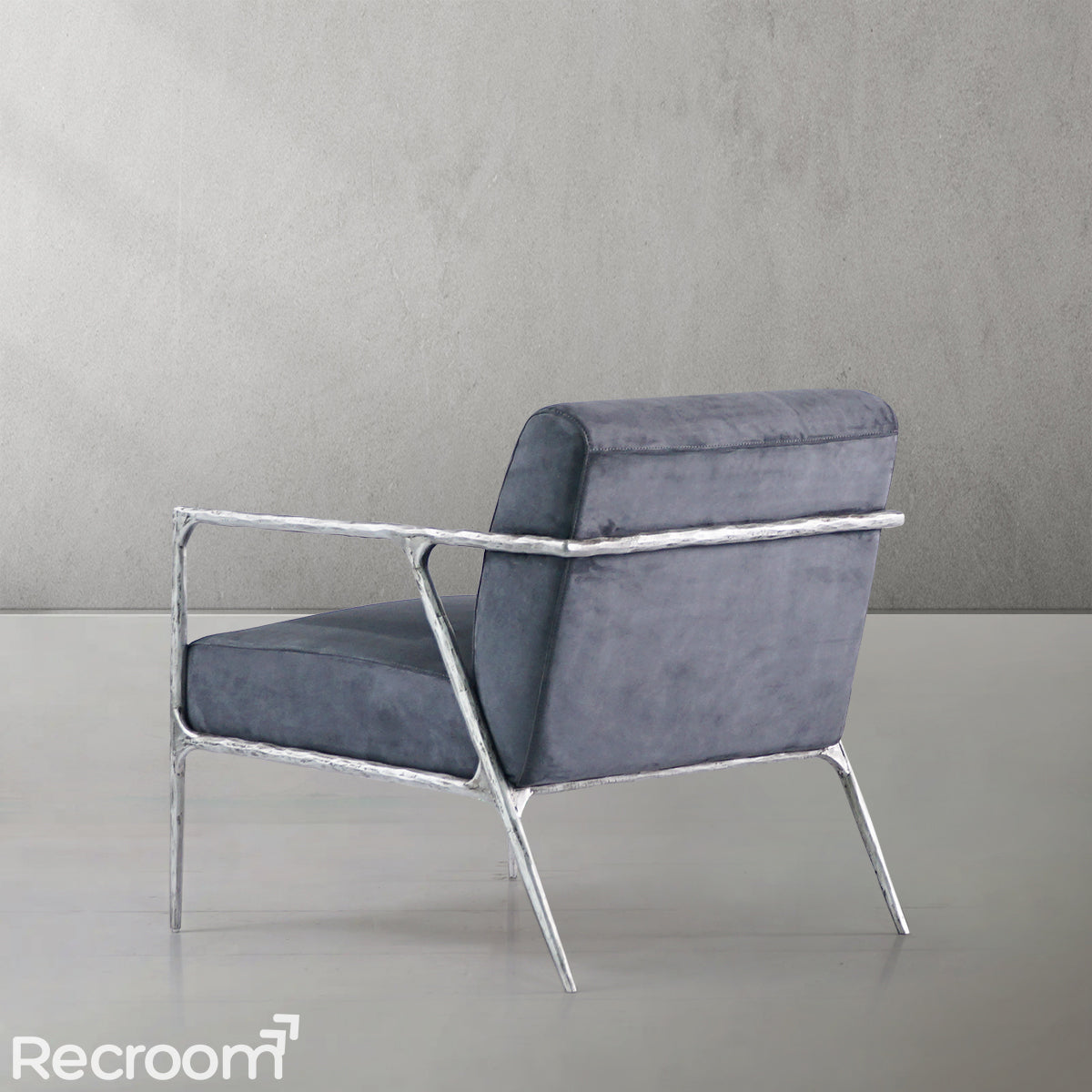 Thaddeo Retro Silver Iron Frame Track Armchair