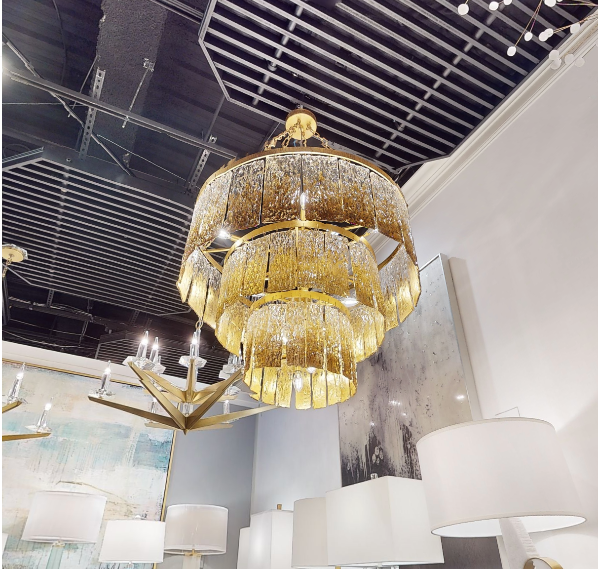 TWILIGHT SIXTEEN-LIGHT SLUMPED GLASS CHANDELIER