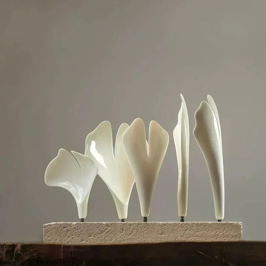 Ceramic Ginkgo Rings Linear Branch Chandelier