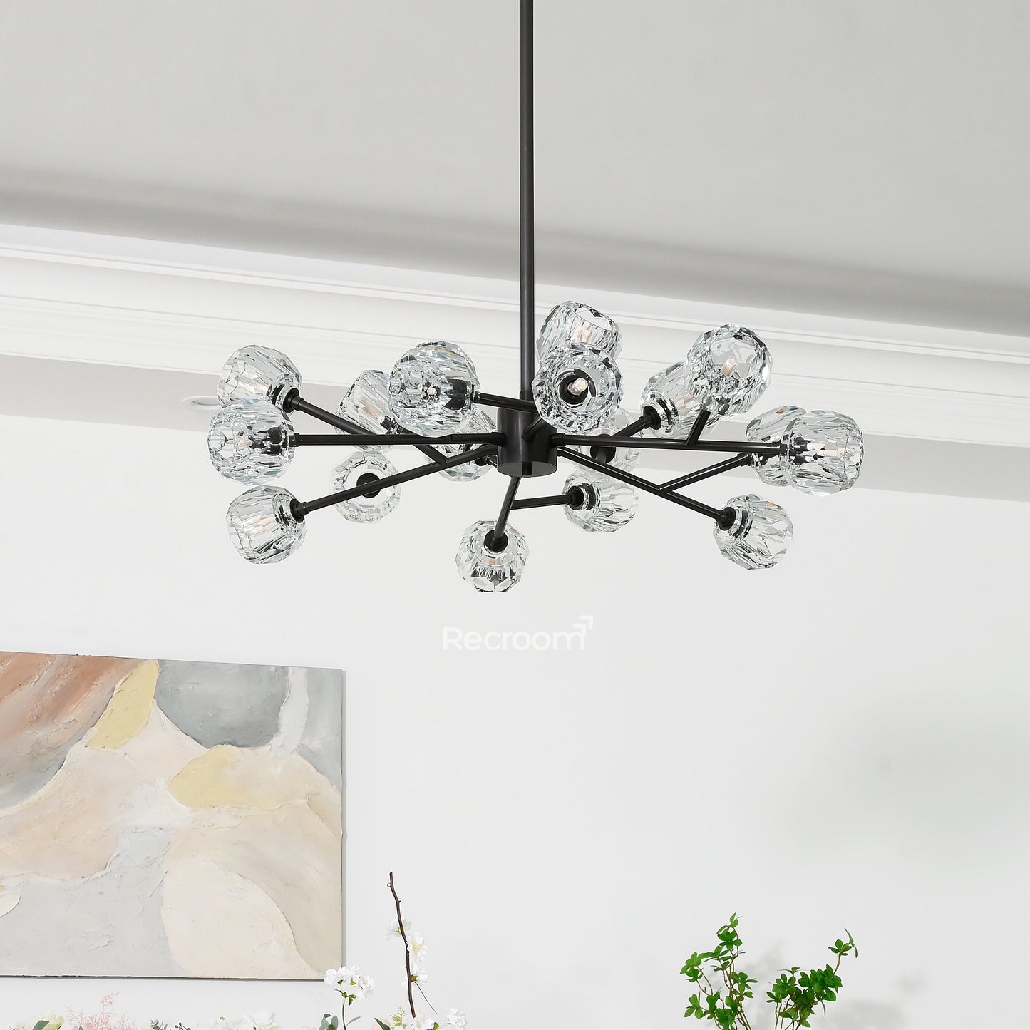 Boulew Crystal Glass Round Chandelier 36"