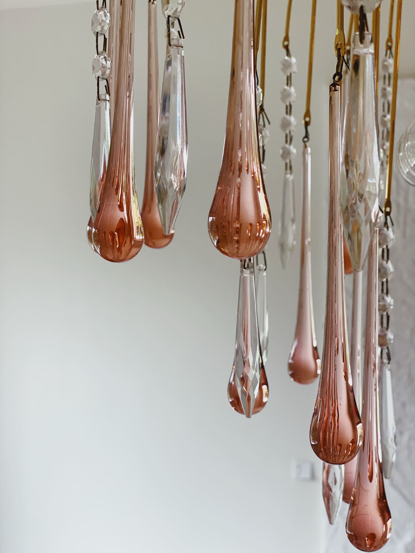 Vintage – Murano Teardrops Chandelier – 70s – Pink prisms