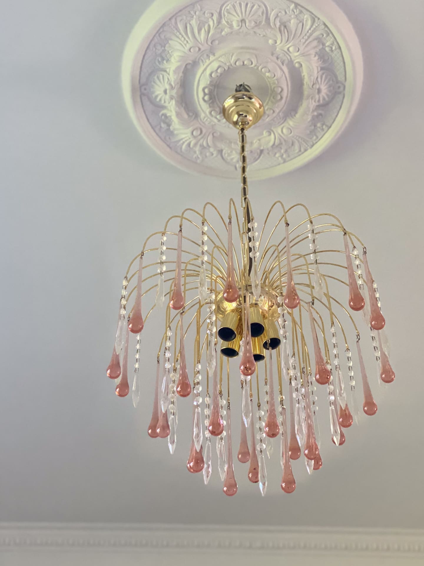 Vintage – Murano Teardrops Chandelier – 70s – Pink prisms