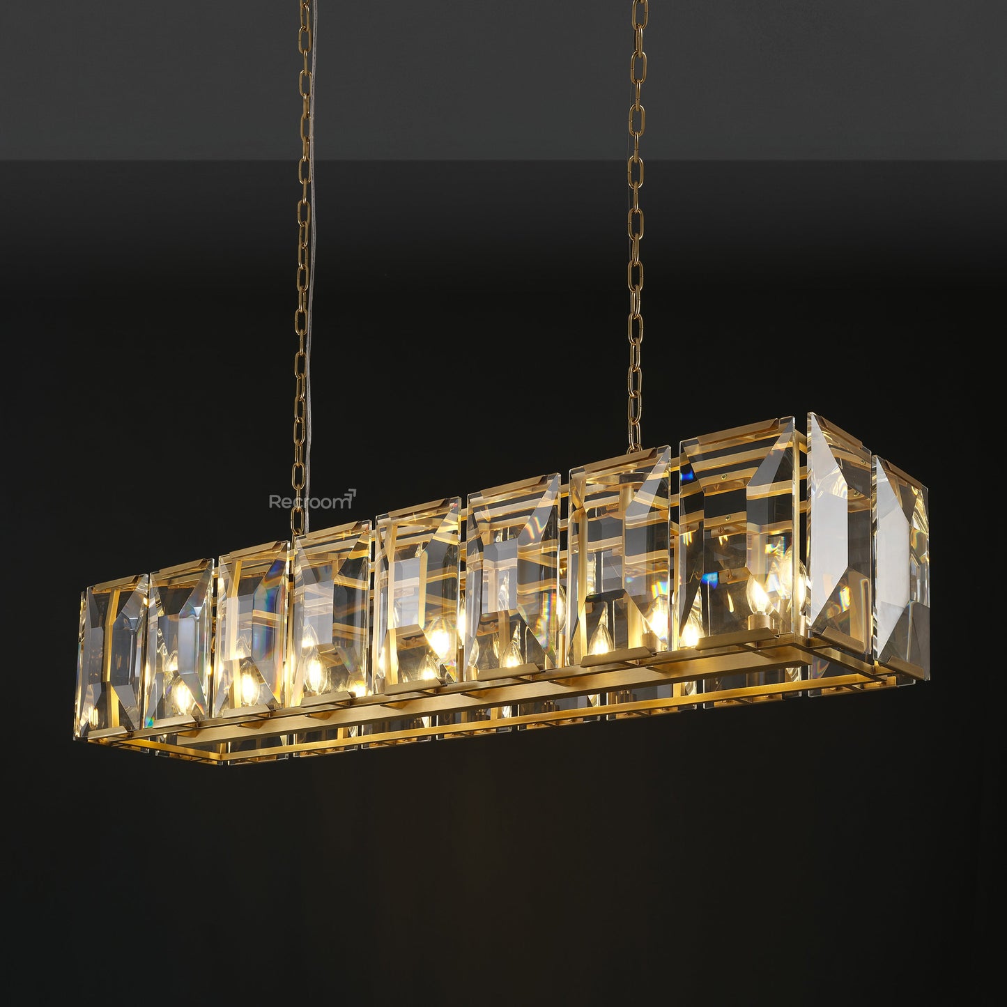 Harllow Multi Crystal Rectangular Chandelier 42“ 54” 62“ 74”
