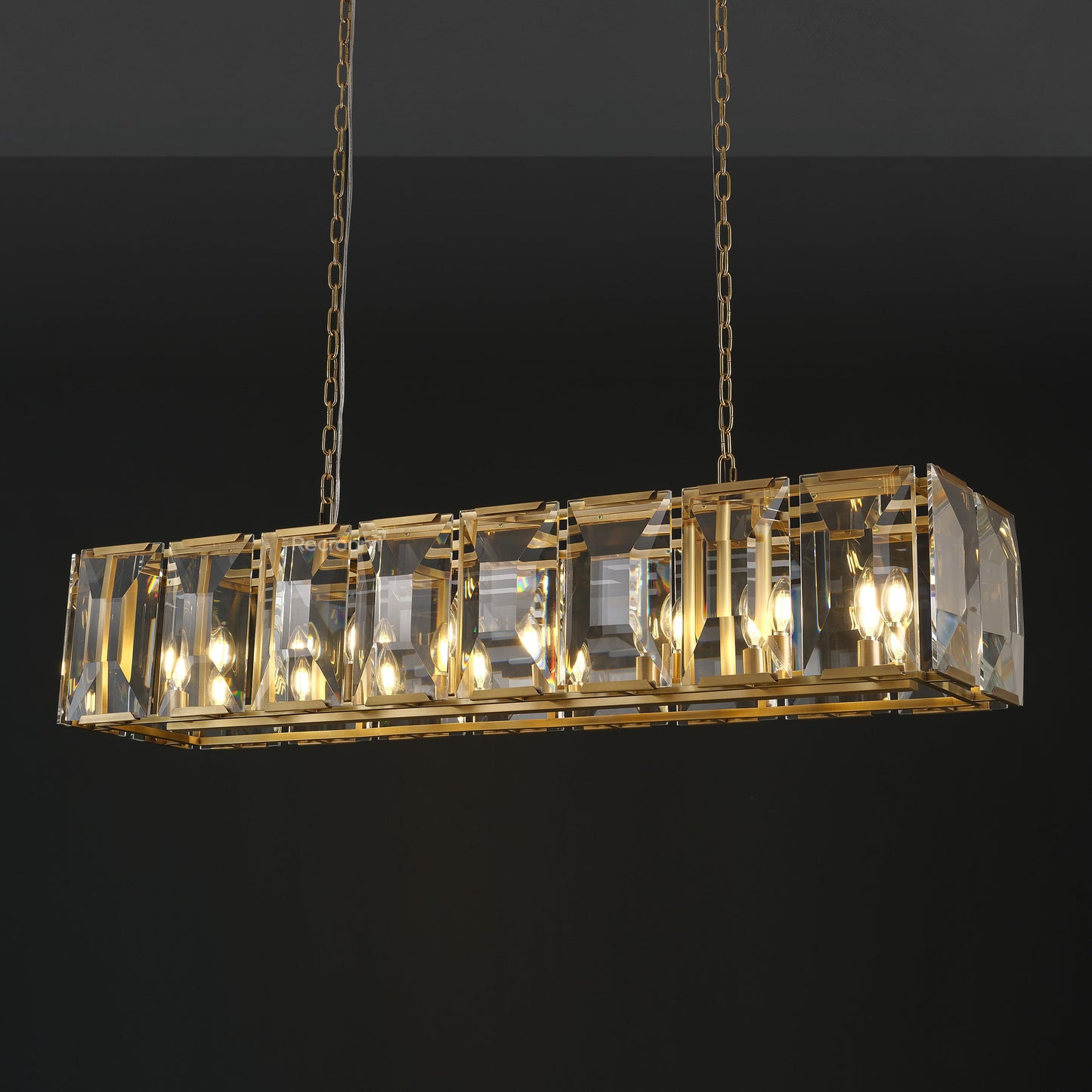 Harllow Multi Crystal Rectangular Chandelier 42“ 54” 62“ 74”