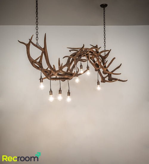 74" Long Antlers 8 Light Oblong Chandelier