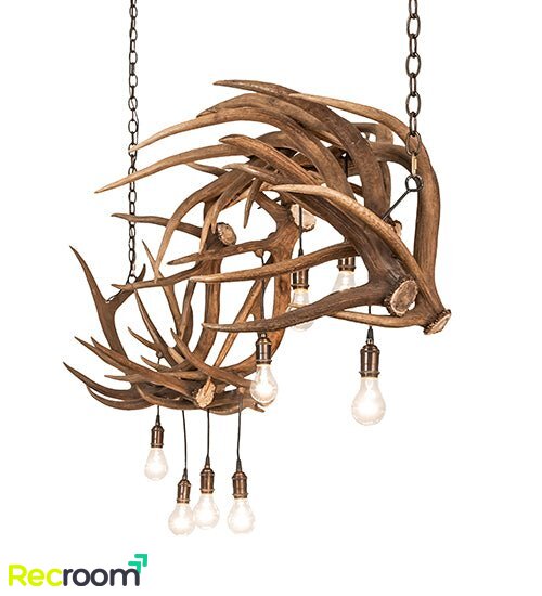 74" Long Antlers 8 Light Oblong Chandelier