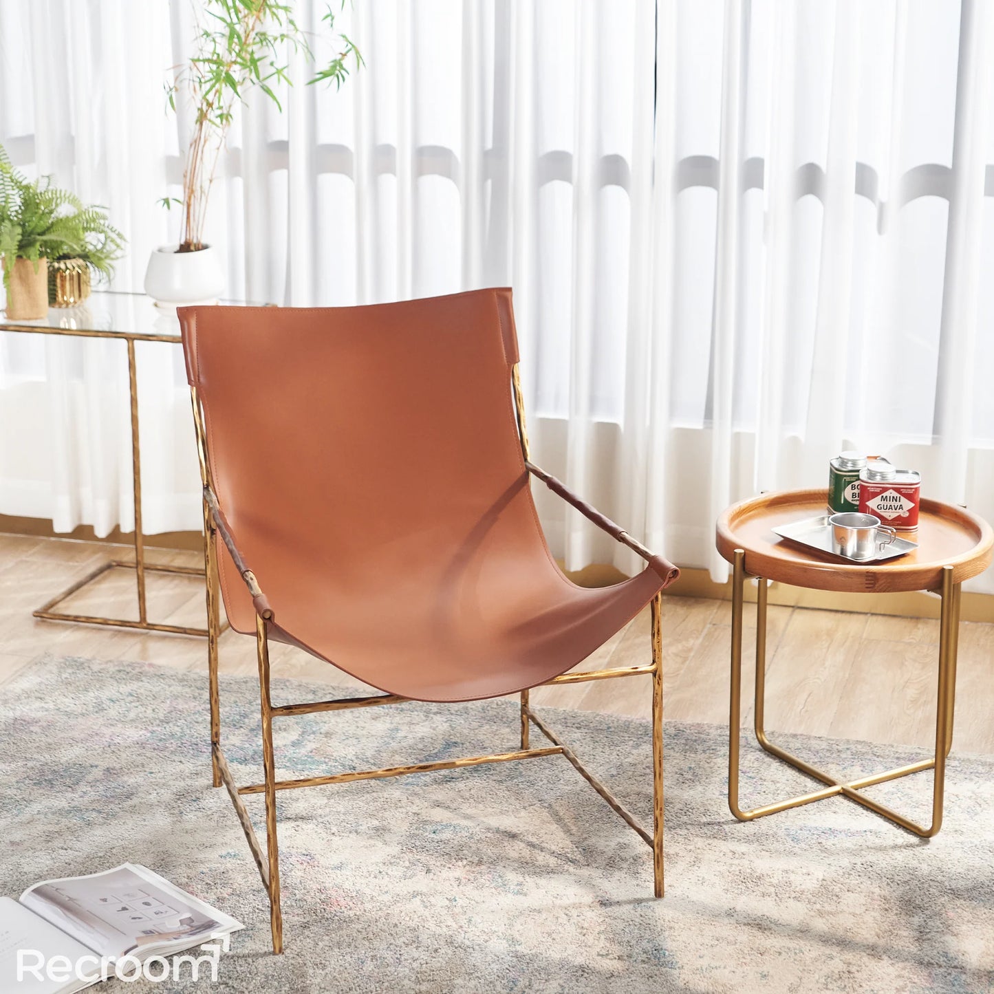 Thaddeo Brown Leather Lounge Chair