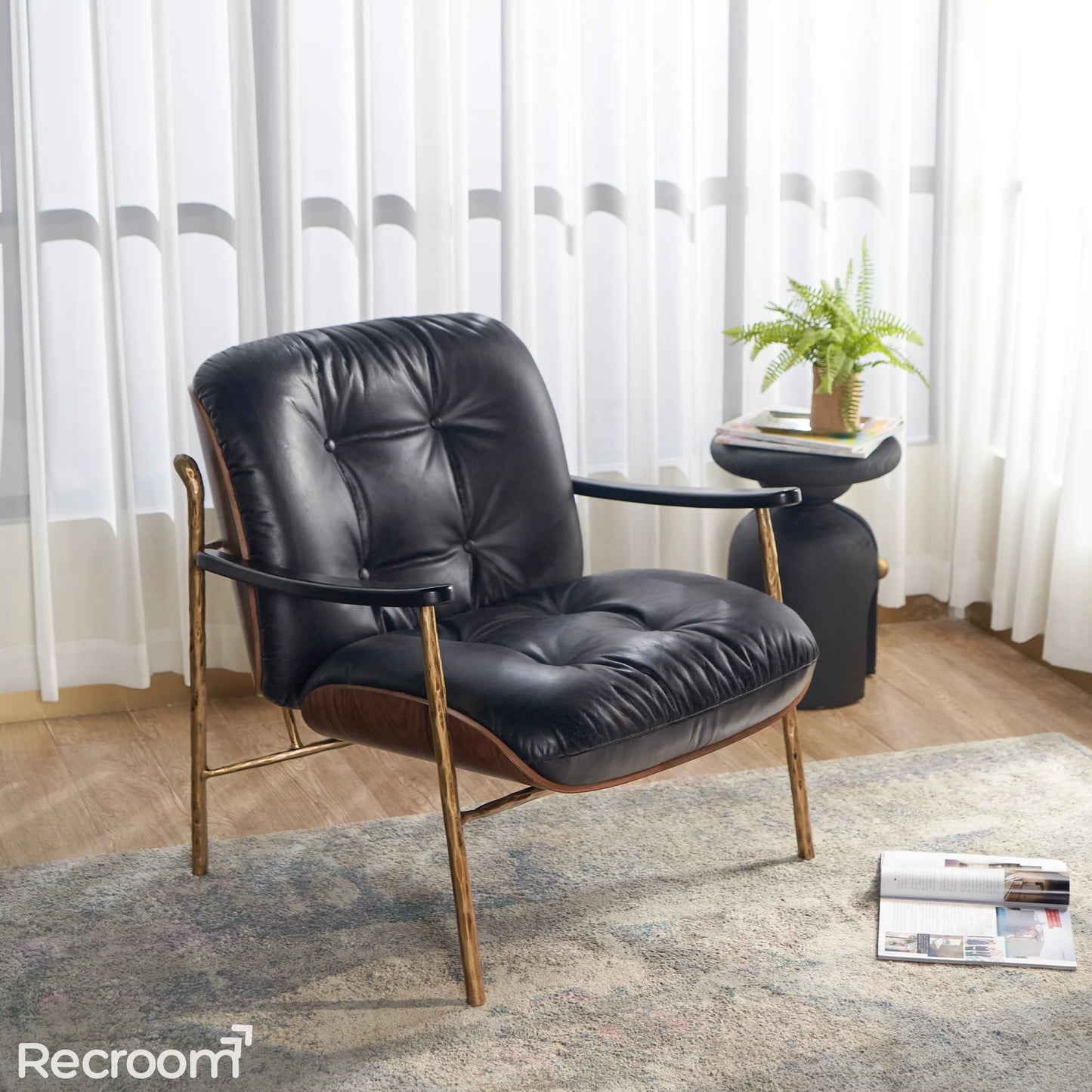Thaddeo Black Leather Accent Chairs