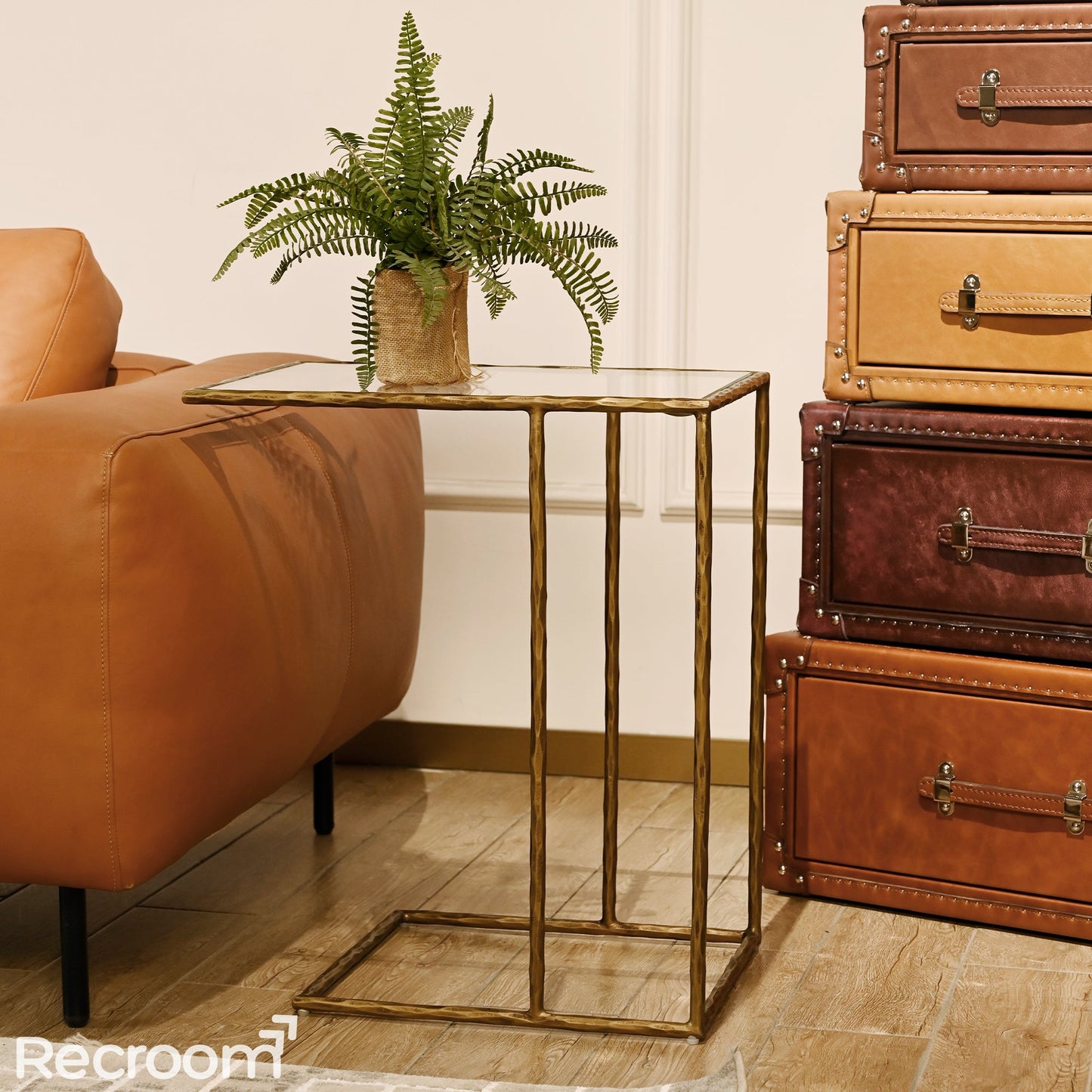 Thaddeo Glass C-Shaped Side Table