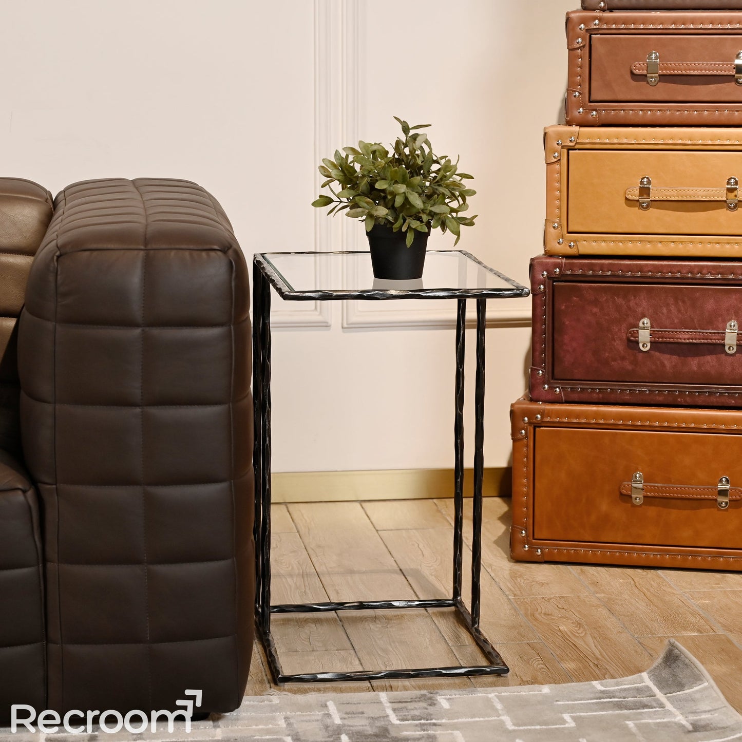 Thaddeo Glass C-Shaped Side Table