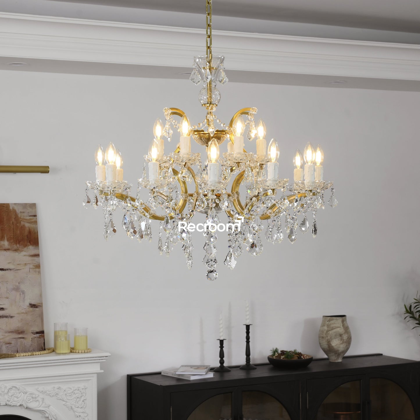 Rococonut Crystal Outdoor Chandelier 33”
