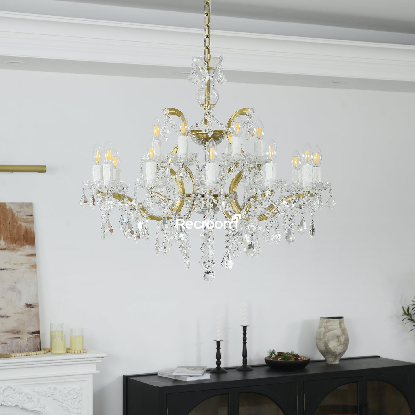 Rococonut Crystal Outdoor Chandelier 33”