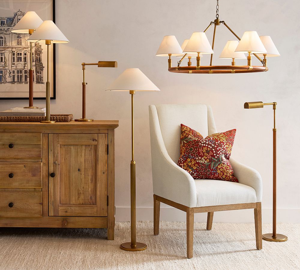 Chambers Leather Round Chandelier (36")