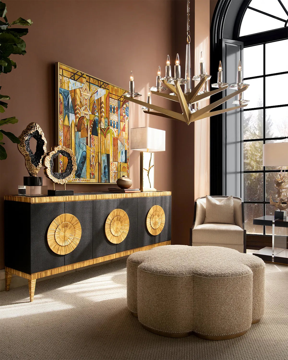 Antares Natural Brass Chandelier 48"D