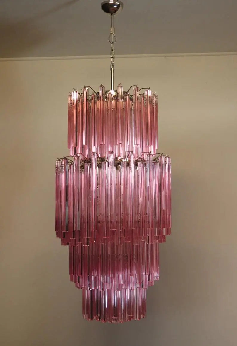 Murano Chandelier – Triedri – Pink – 242 prisms