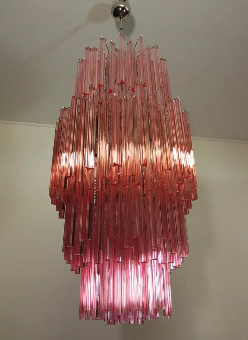 Murano Chandelier – Triedri – Pink – 242 prisms
