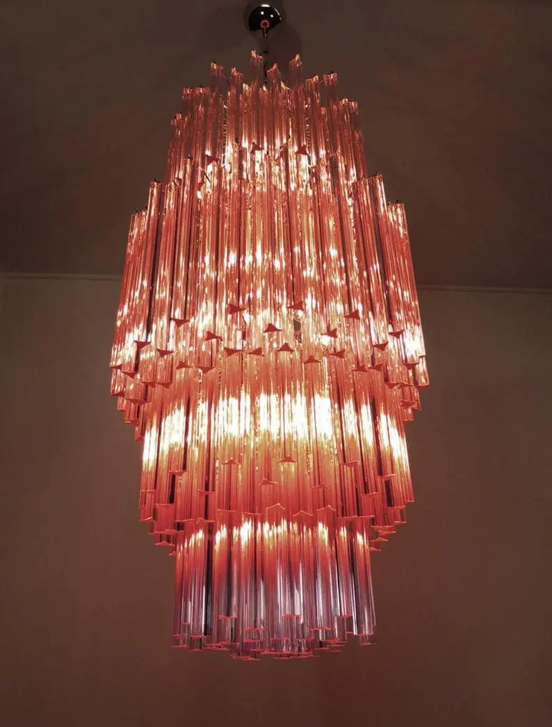 Murano Chandelier – Triedri – Pink – 242 prisms
