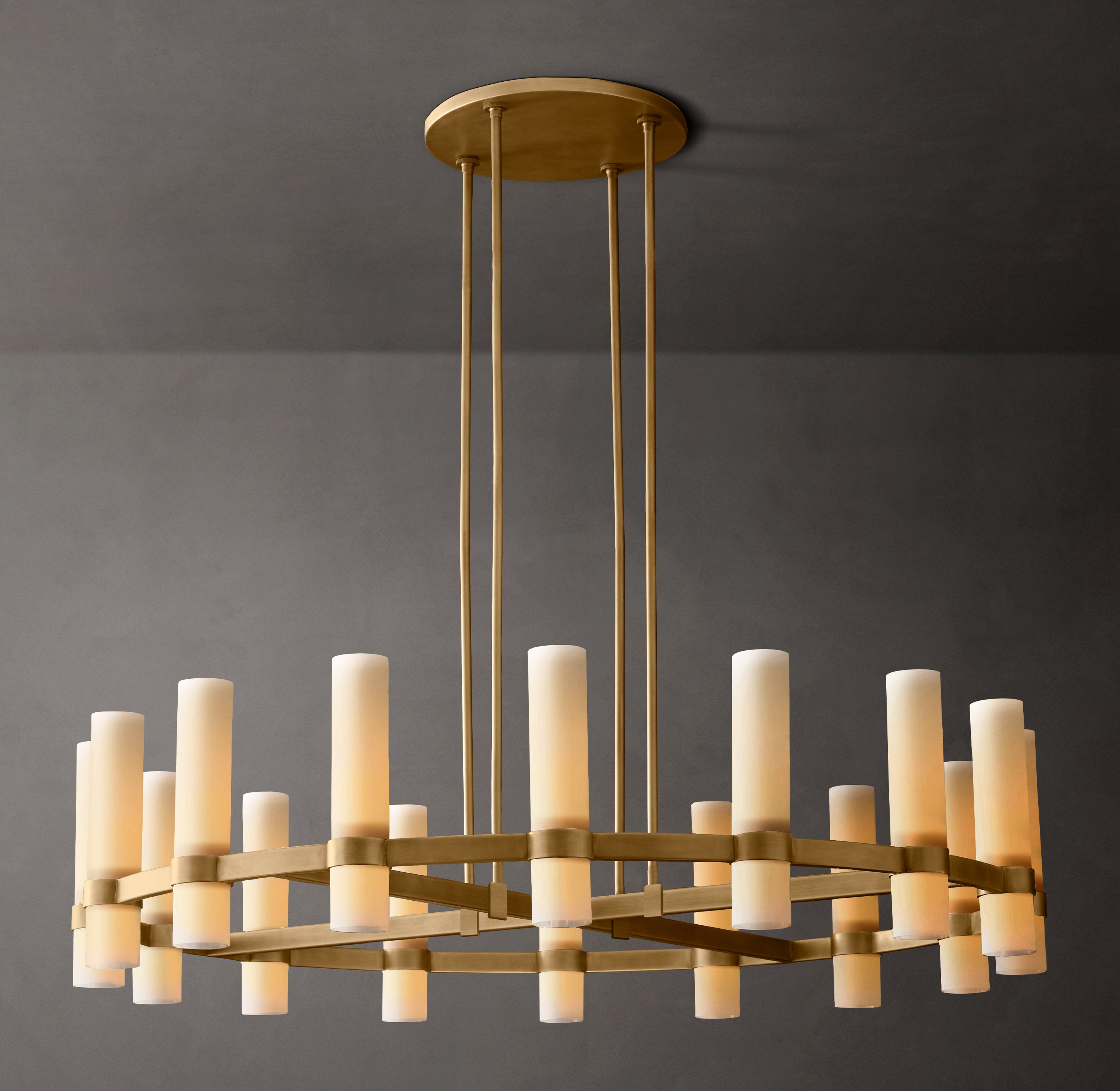 Ravelle Round Milk Glass Chandelier 48"