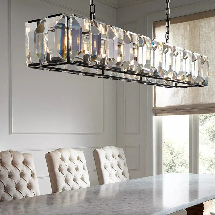 Harllow Multi Crystal Rectangular Chandelier 42“ 54” 62“ 74”