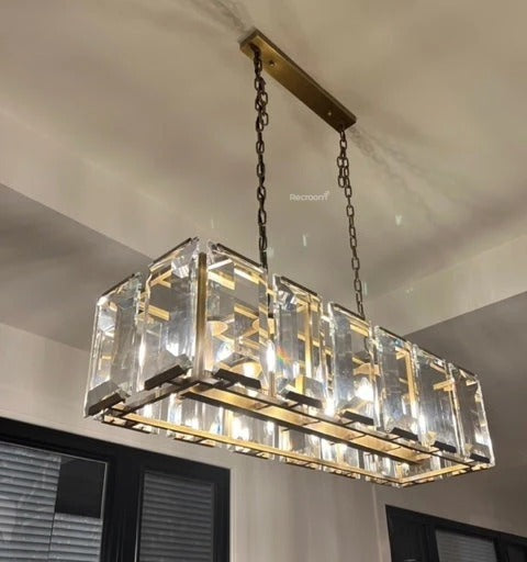Harllow Multi Crystal Rectangular Chandelier 42“ 54” 62“ 74”