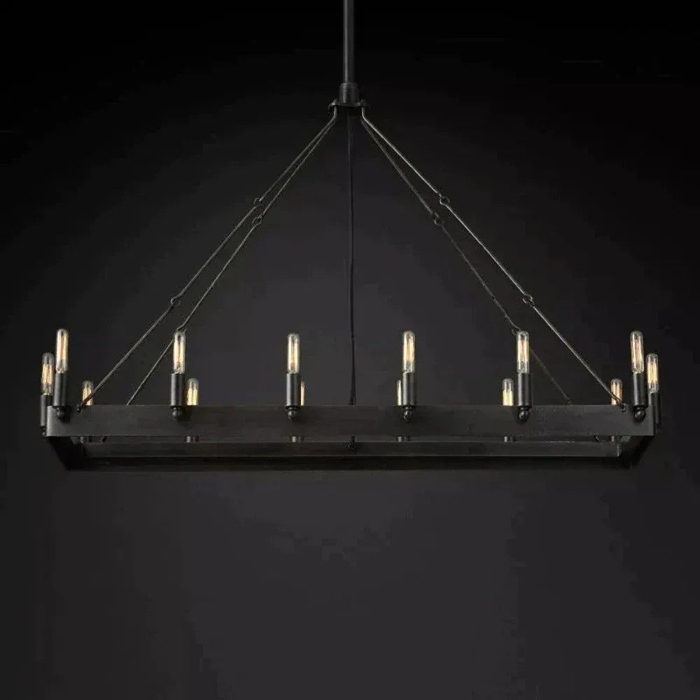 Caminon Vintage Filament Rectangular Chandelier 41“ 52"