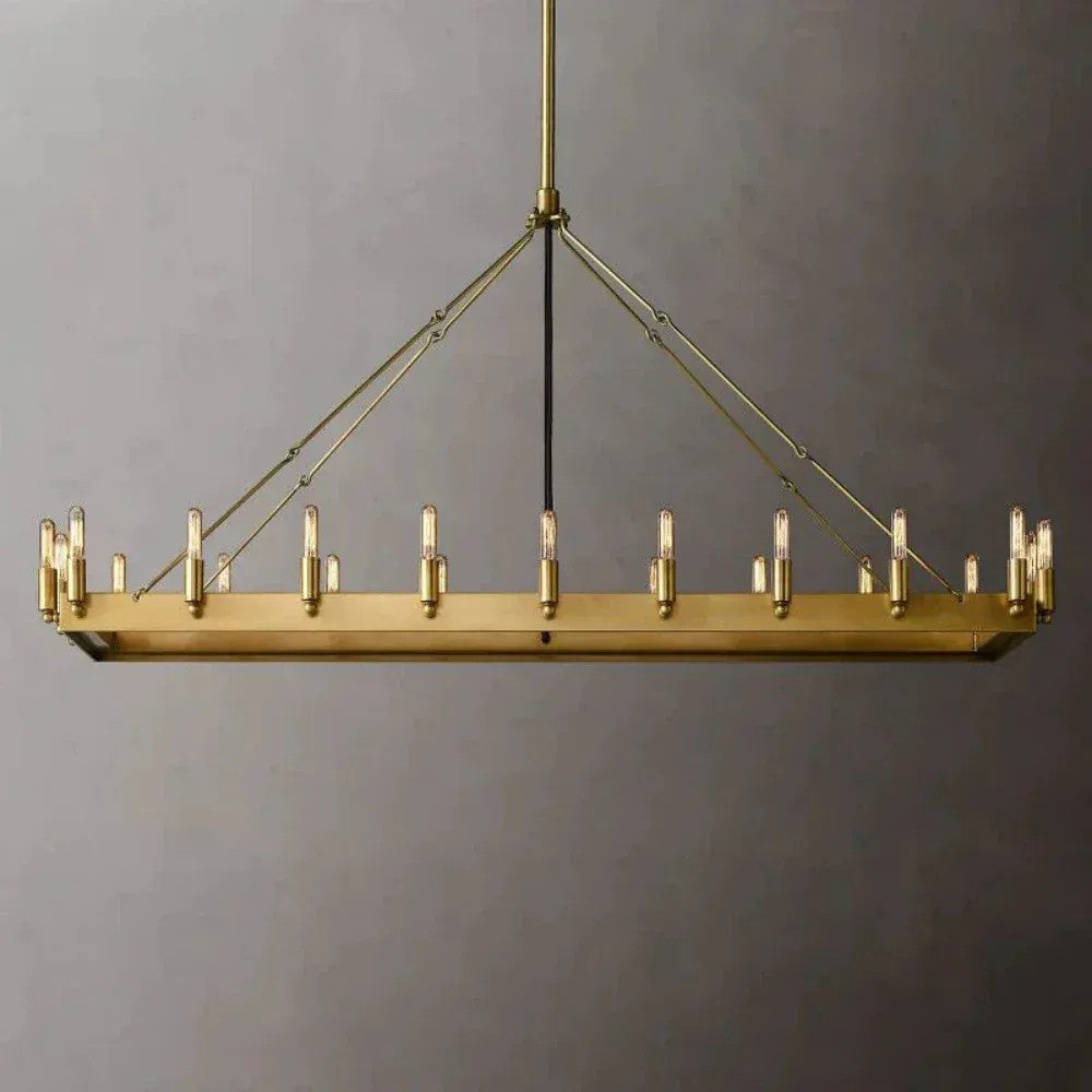 Caminon Vintage Filament Rectangular Chandelier 41“ 52"