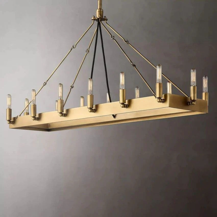 Caminon Vintage Filament Rectangular Chandelier 41“ 52"