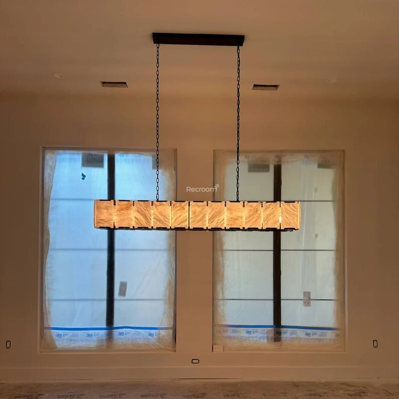 Harllow Calcite Rectangular Chandelier 73"