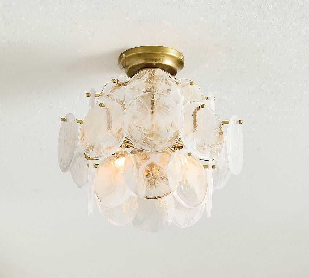 Riviera Glass Disc Round Flush Mount 12"