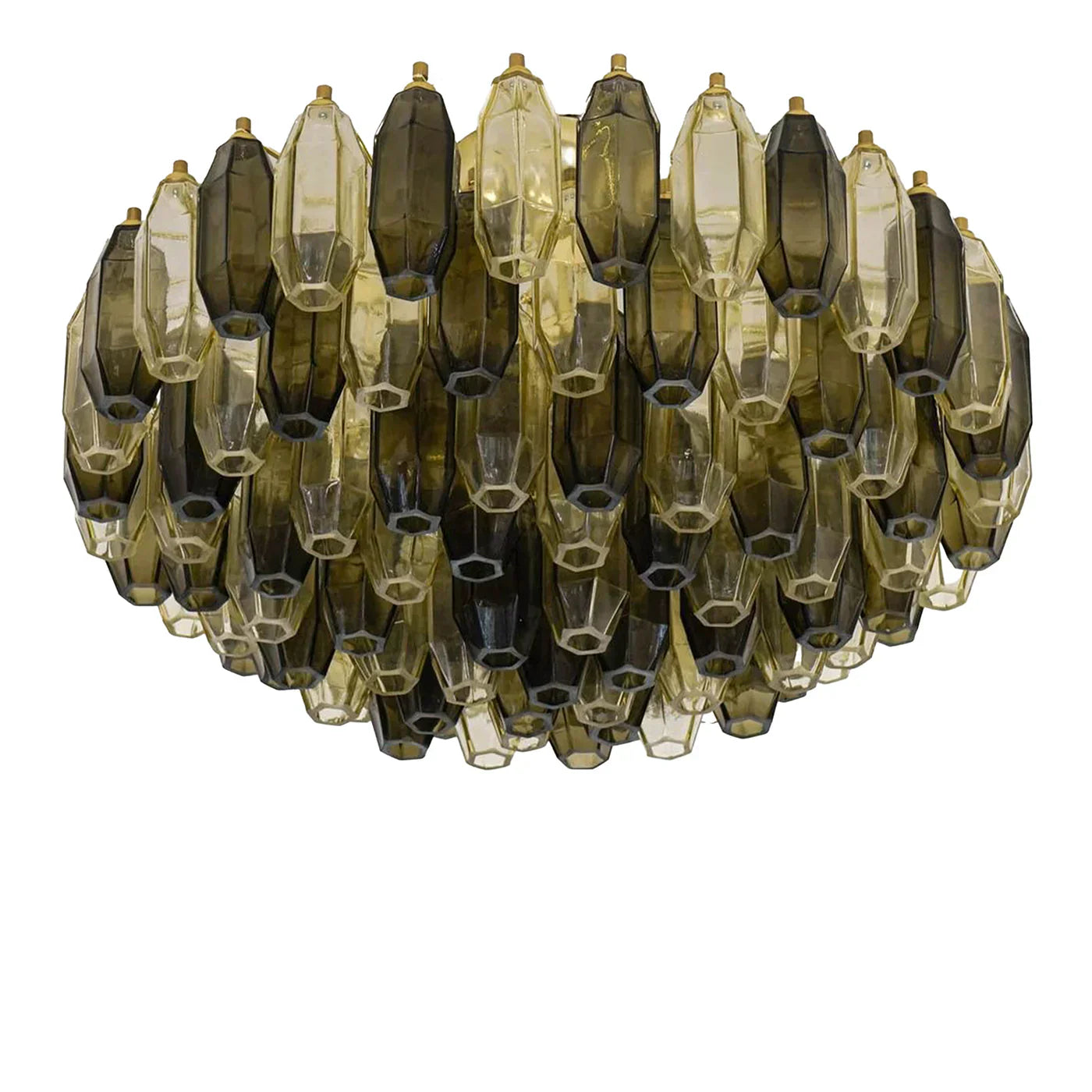 Prismatico 91 Elements Amber And Taupe Compact Glass Chandelier 25"