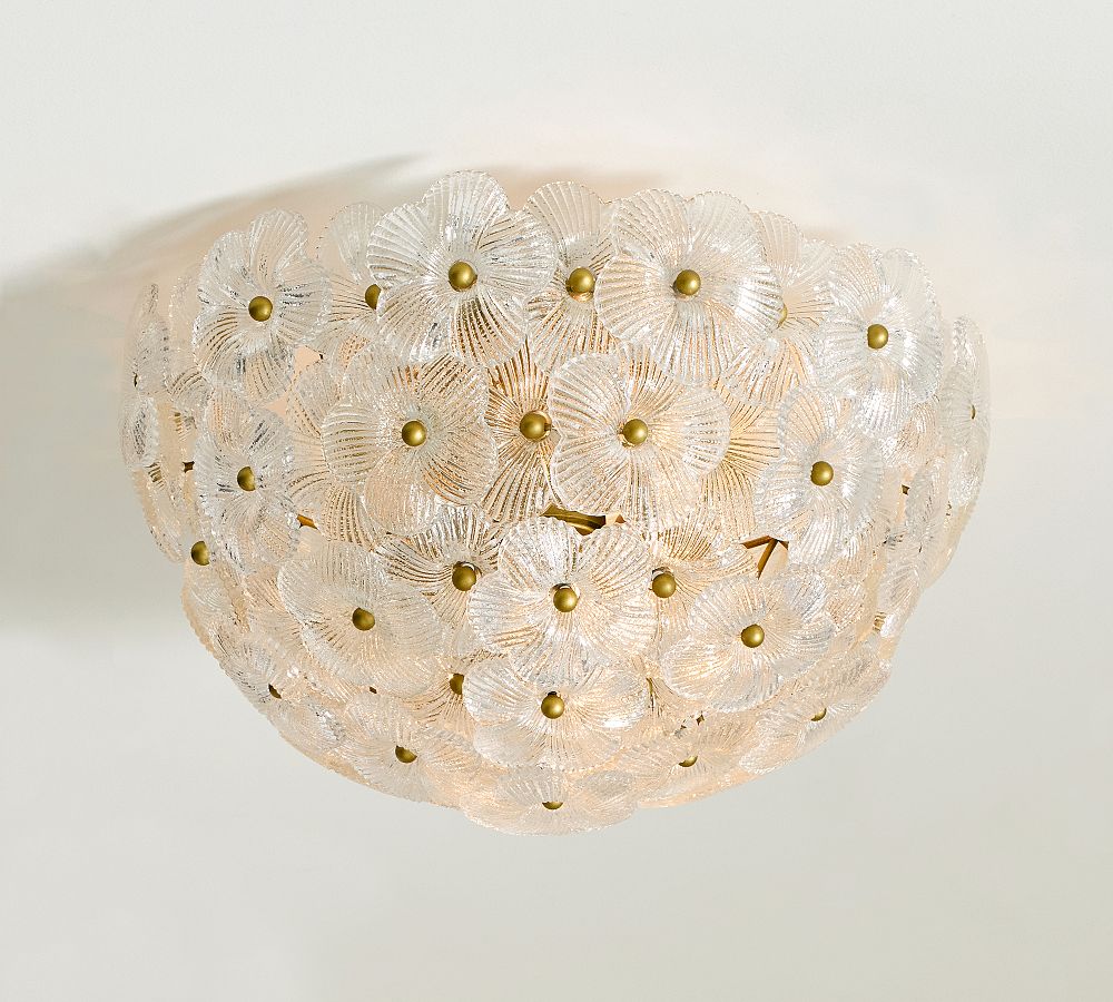 Nicolette Glass Floral Round Flush Mount (15")