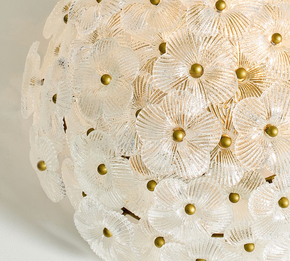 Nicolette Glass Floral Round Flush Mount (15")