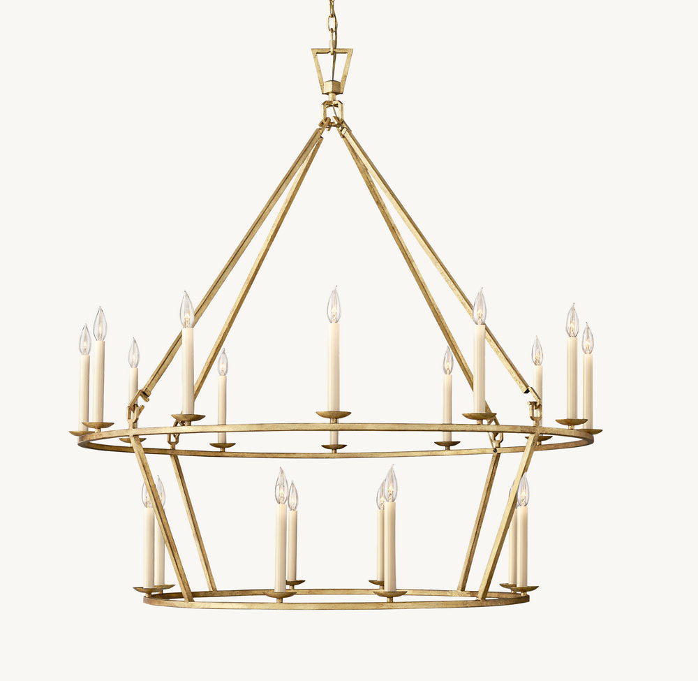19TH C. ENGLISH OPENWORK TWO-TIER ROUND CHANDELIER 50"