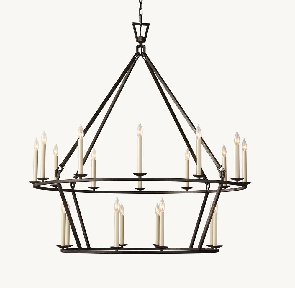 19TH C. ENGLISH OPENWORK TWO-TIER ROUND CHANDELIER 62"