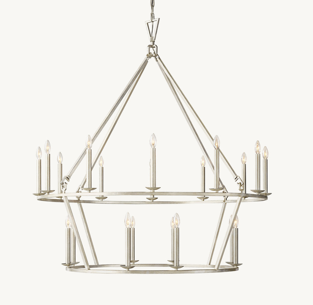 19TH C. ENGLISH OPENWORK TWO-TIER ROUND CHANDELIER 62"