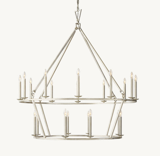 19TH C. ENGLISH OPENWORK TWO-TIER ROUND CHANDELIER 62"